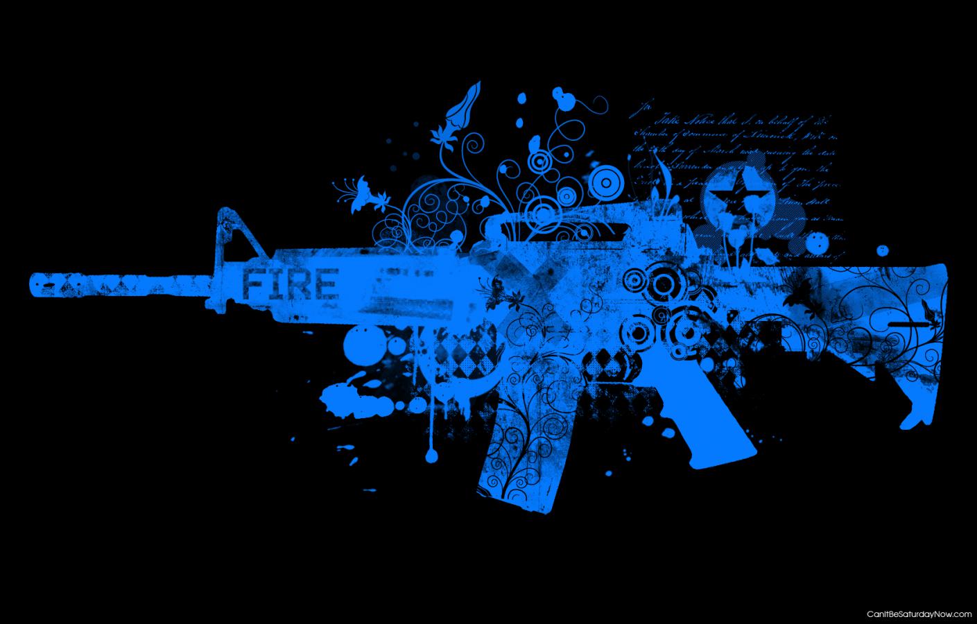 Blue flower gun - its a blue gun made with flowers and pain blobs